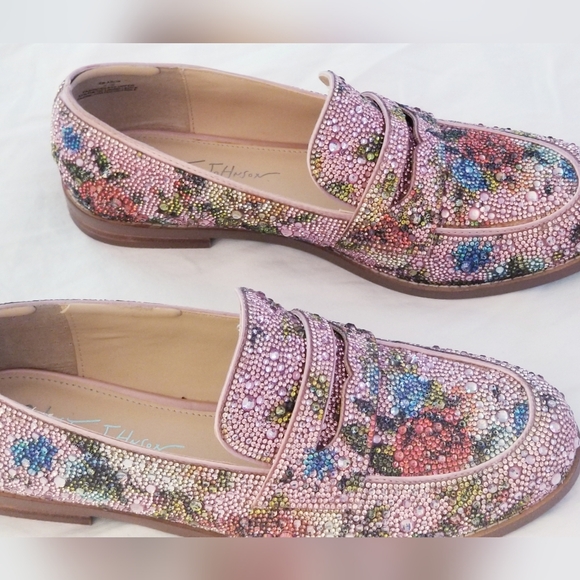 Betsey Johnson Pink Crystal Floral Embellished Loafers - Picture 2 of 4